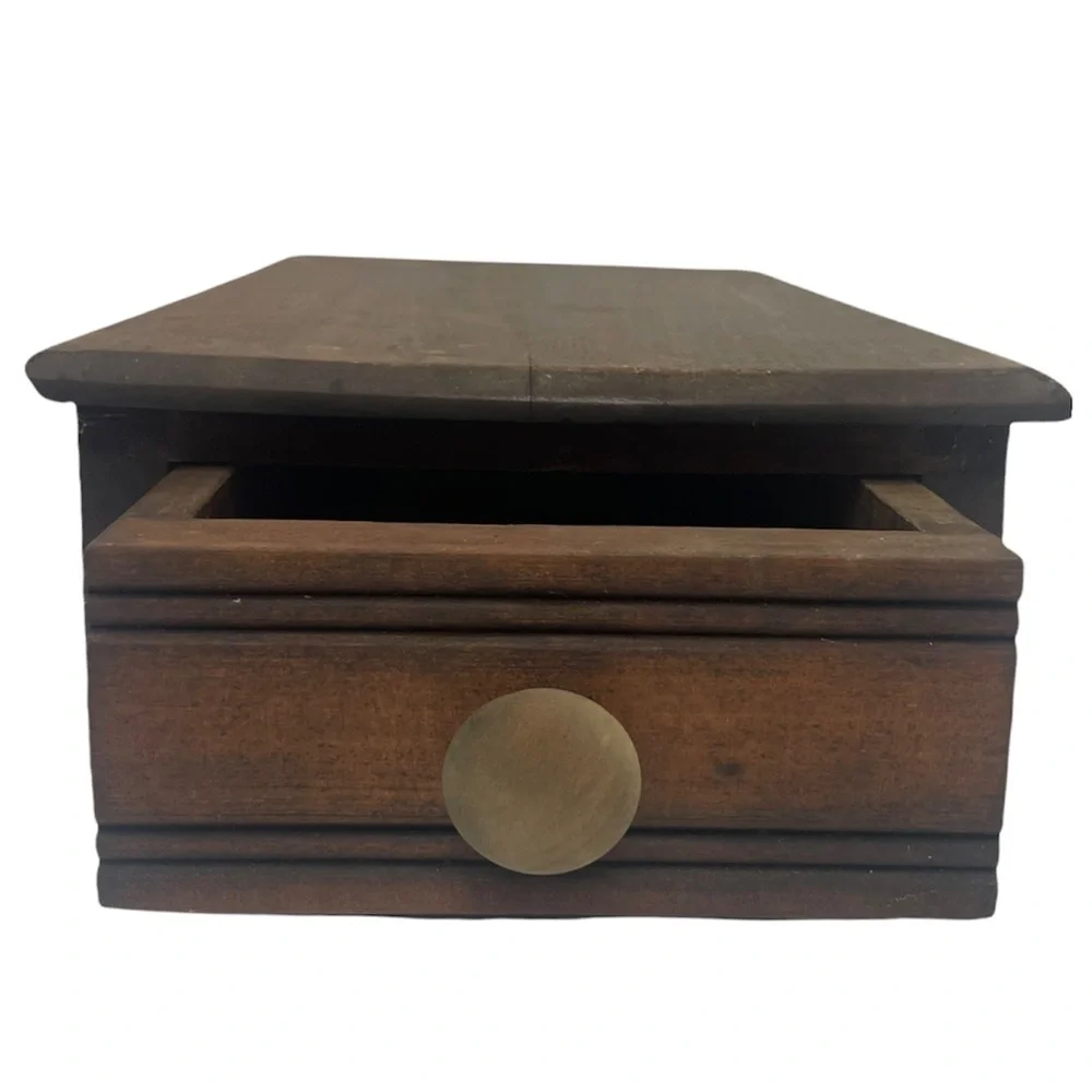 Vintage 1800’s Wood Box Drawer Antique Primitive Rustic French Cottage Farmhouse - Picture 4 of 11